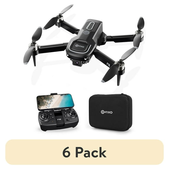 (6 pack) Contixo F16 Stunt Drone, 360° Flips, 1080P Camera, Brushless Motor, 16-Min Flight, Optical Flow, Case - Graphite