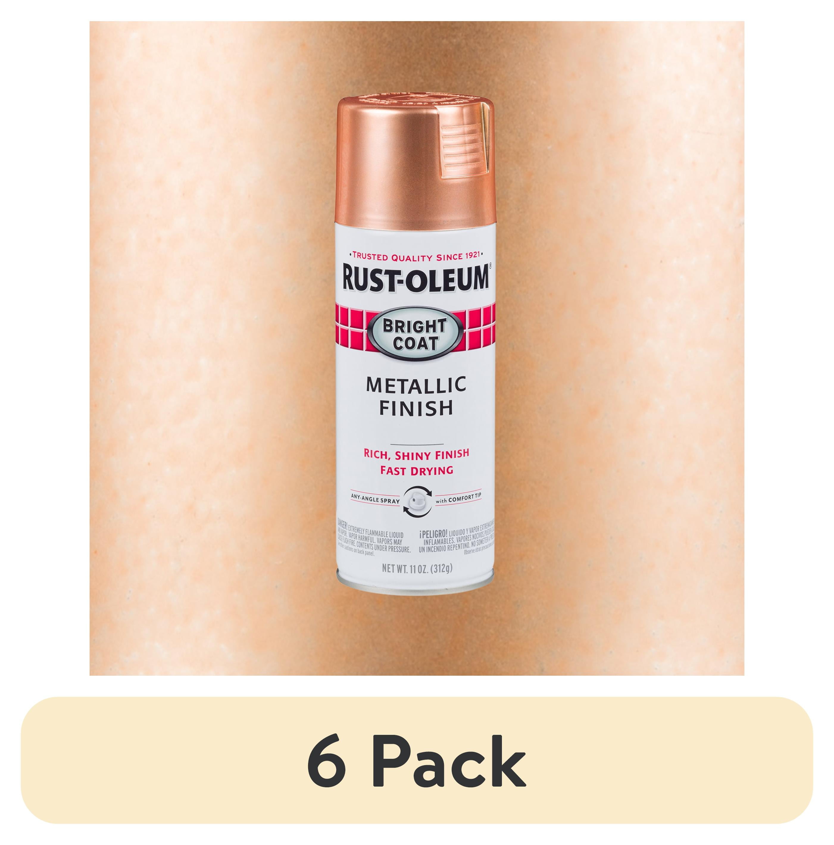 (6 pack) Copper, Rust-Oleum Stops Rust Bright Coat Metallic Spray Paint-314417, 11 oz