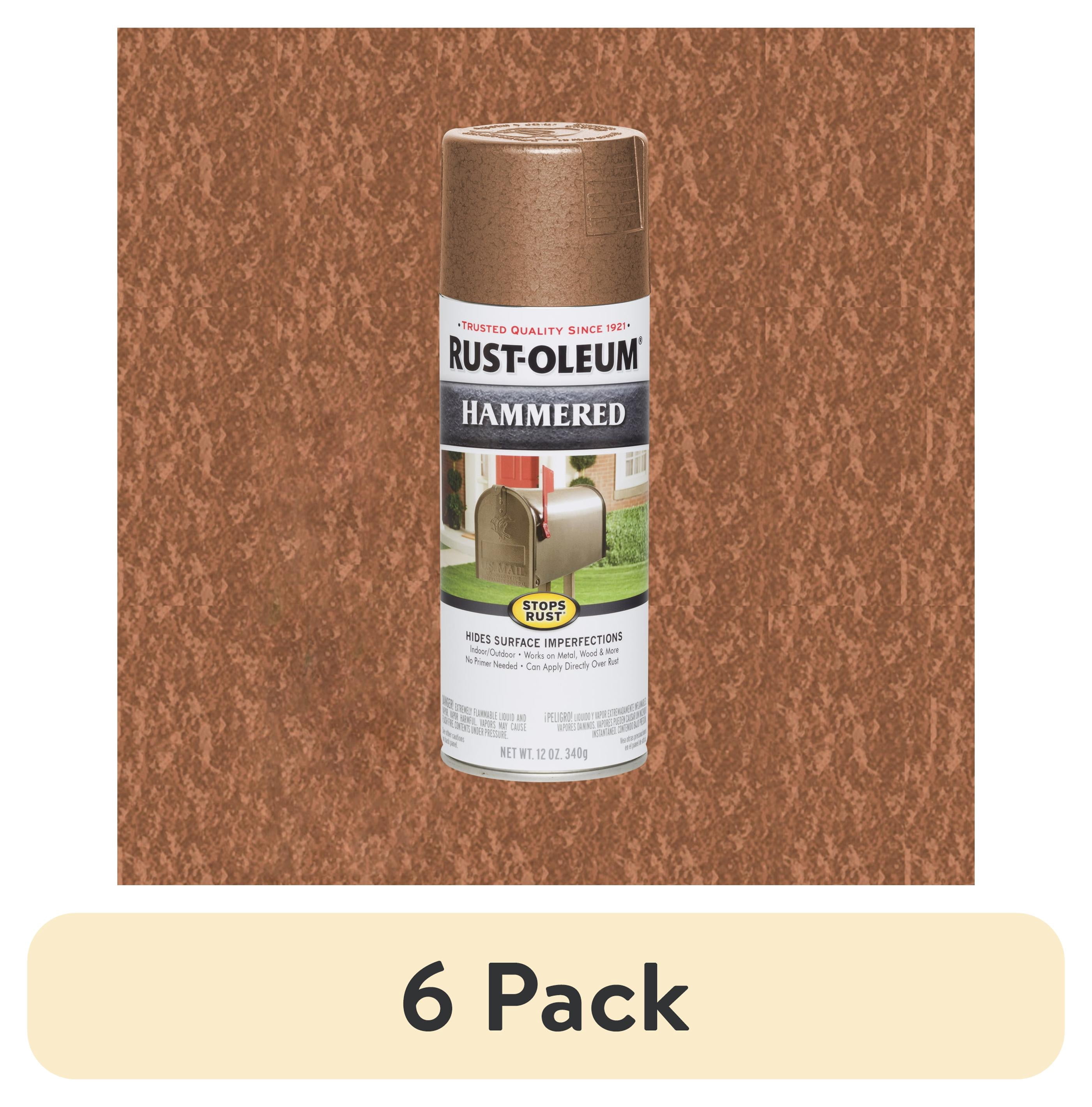 (6 pack) Copper, Rust-Oleum Stops Rust Hammered Spray Paint-210849, 12 oz