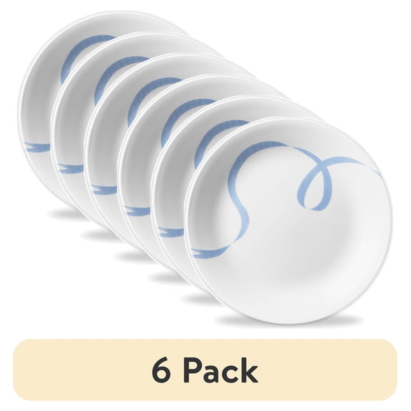(6 pack) Corelle Blue Ribbons 8.5" Glass Salad Plate