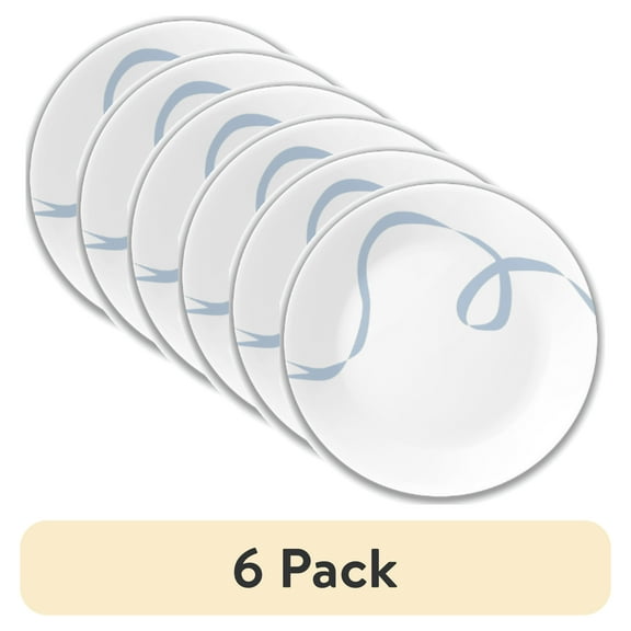 (6 pack) Corelle Blue Ribbons 8.5" Glass Salad Plate