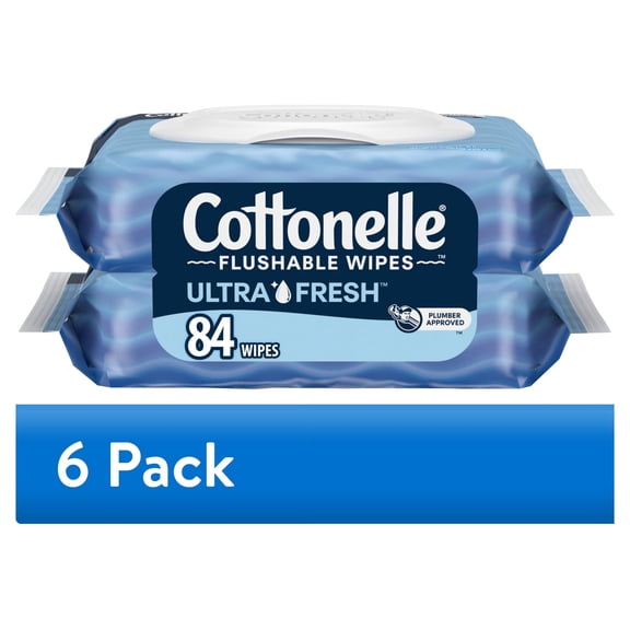 (6 pack) Cottonelle Ultra Fresh Flushable Wet Wipes, 2 Flip-Top Packs