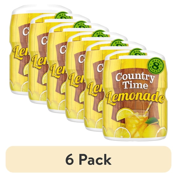 (6 pack) Country Time Lemonade Powdered Drink Mix, 1 Canister, for Flavorful Hydration and Shareable Refreshment, Naturally Flavored with Other Natural Flavor, No Artificial Sweeteners or Flavors, 19 oz