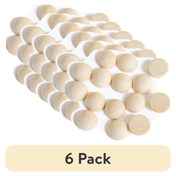 (6 pack) Cousin DIY 21 Pc Split Natural Wood Balls 19.05MM/0.75”