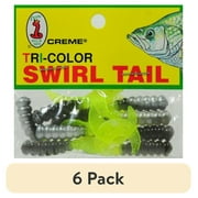 6 pack Cr me Tri Color Swirl Tail Lure, Chartreuse Shad