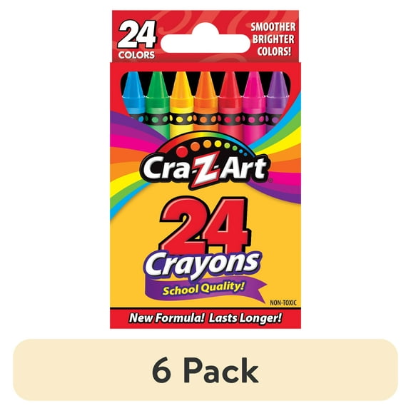(6 pack) Cra-Z-Art School Quality Multicolor Crayons, 24 Assorted Colors, School Supplies