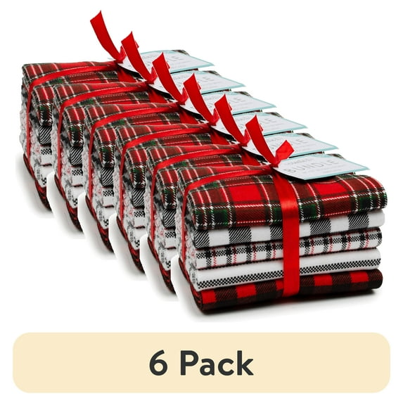 (6 pack) Create It 18"x21" Cotton Flannel Plaid Precut Sewing & Craft Fabric Bundle, Red 5 Piece