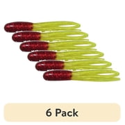 (6 pack) Creme 1.5" Mini Tail Lure, Red Glitter & Chartreuse
