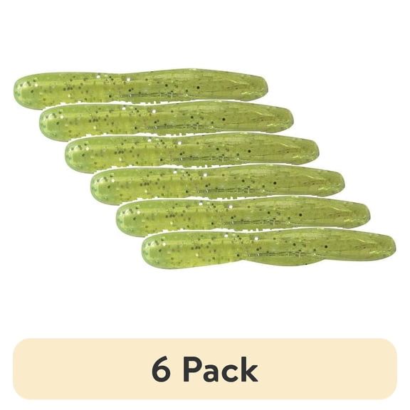 (6 pack) Creme 1.5" Mini Tail Tube Lures, Chartreuse Glitter, 15 Count
