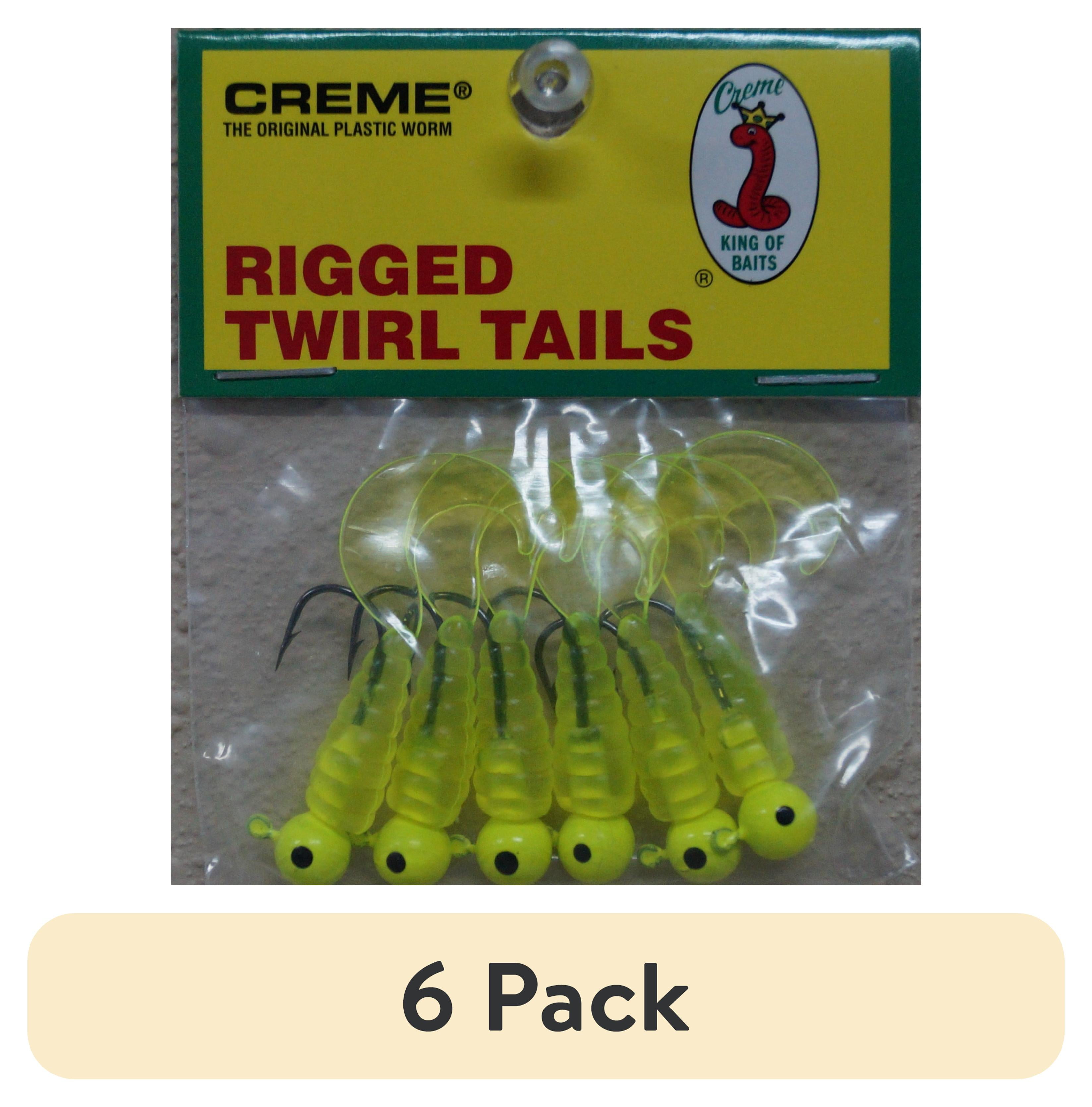 (6 pack) Creme 2" Rigged Twirl Tail Lure, Chartreuse, 1/16 oz., 6 Count