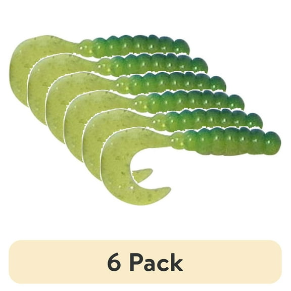 (6 pack) Creme 2" Tri-Color Swirl Tail Lure, Lemon, Lime, & Chartreuse, 10 Count