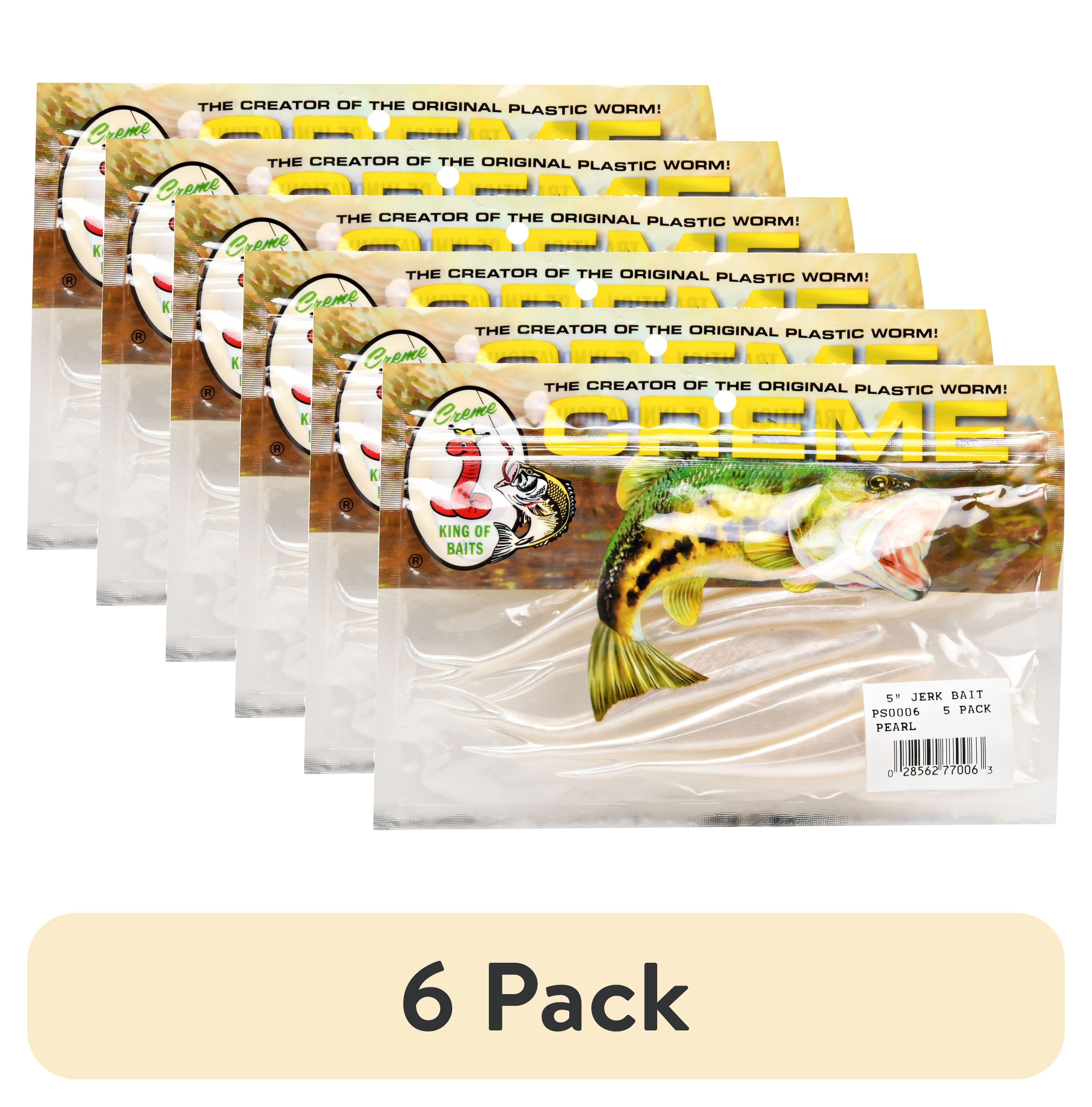 (6 pack) Creme 5" Jerk Bait Fishing Lure, Pearl, 5 Count