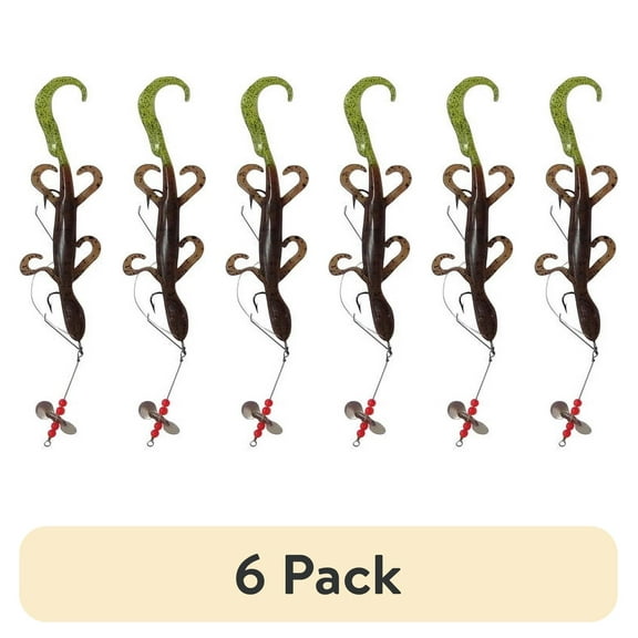 (6 pack) Creme Pre-Rigged 4" Lizard Lure, Pumpkin Chartreuse