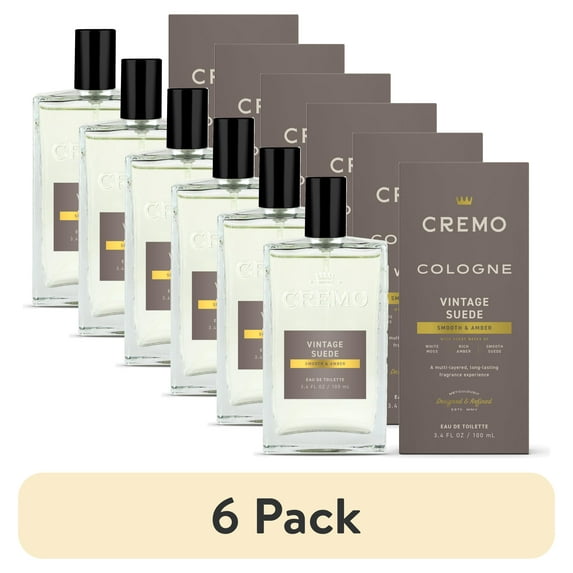 (6 pack) Cremo Reserve Collection Spray Cologne for Men, Vintage Suede, 3.4 fl oz