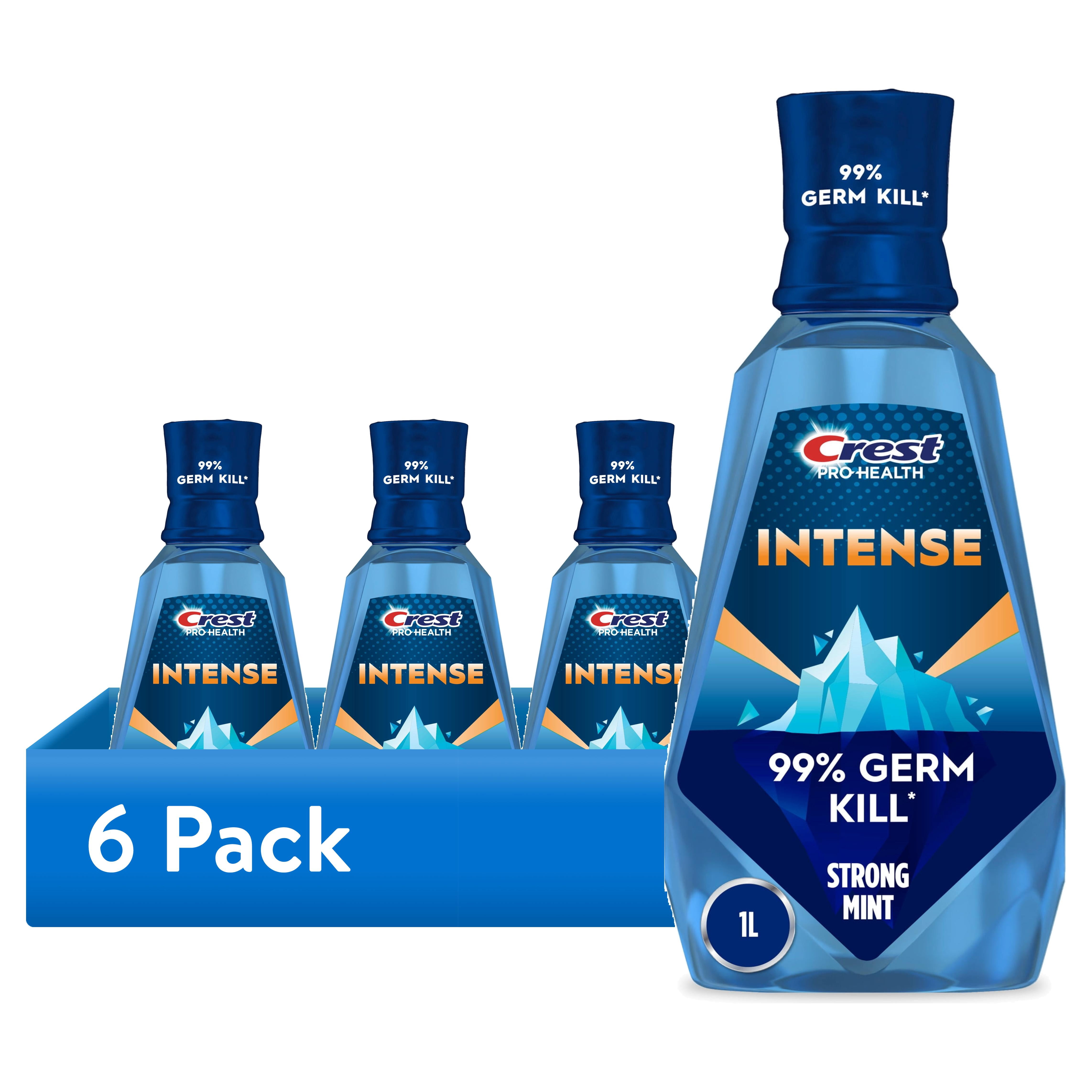 (6 pack) Crest Mouthwash, Pro-Health Intense Mouthwash/Mouth Rinse, Strong Mint, 1 L (33.8 fl oz)