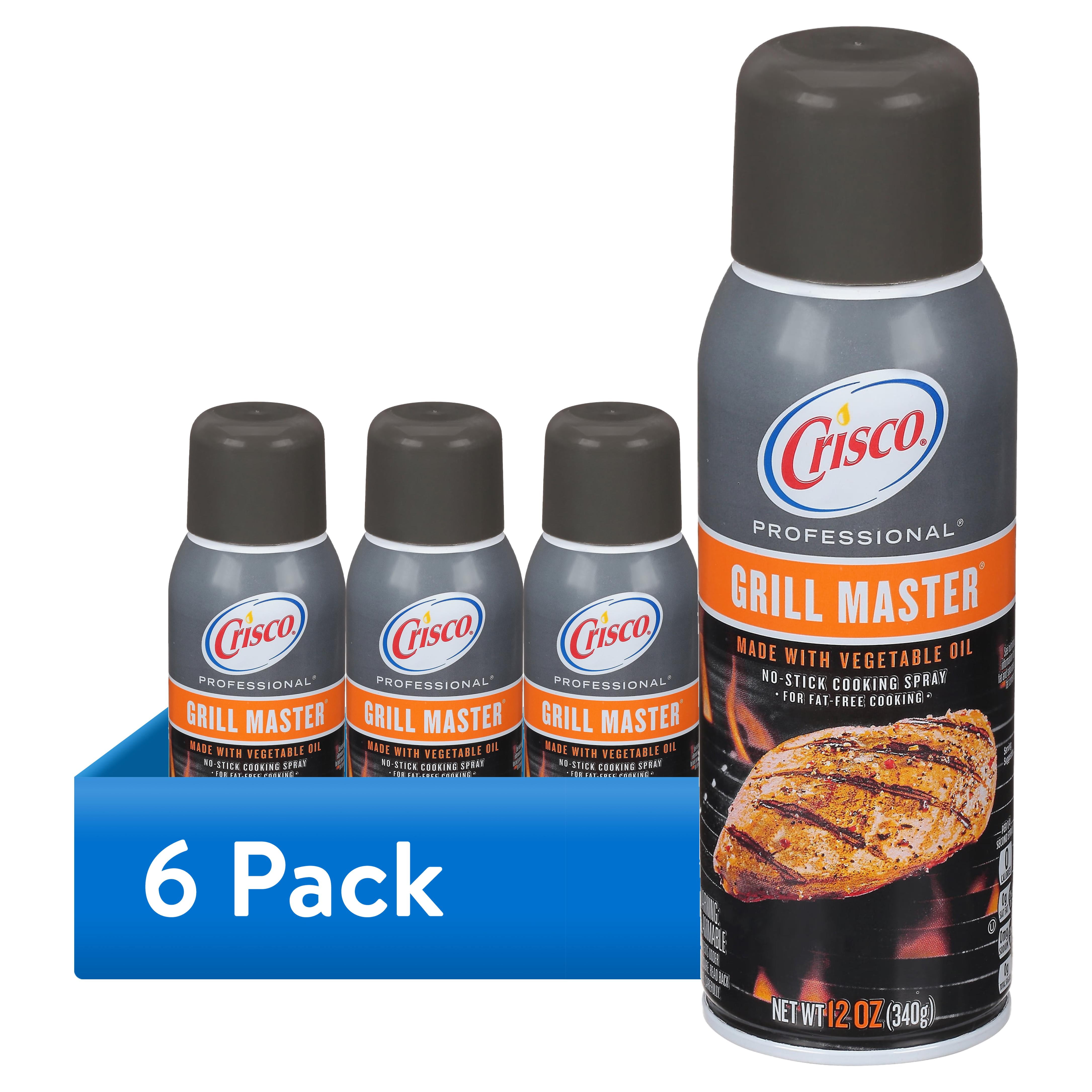 (6 pack) Crisco Grill Master No-Stick Cooking Spray Can, Made with Vegetable Oil, 12 oz