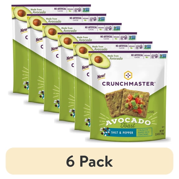 (6 pack) Crunchmaster Avocado Toast Cracker, Salt & Pepper, Gluten Free Cracker, 3.54 oz.