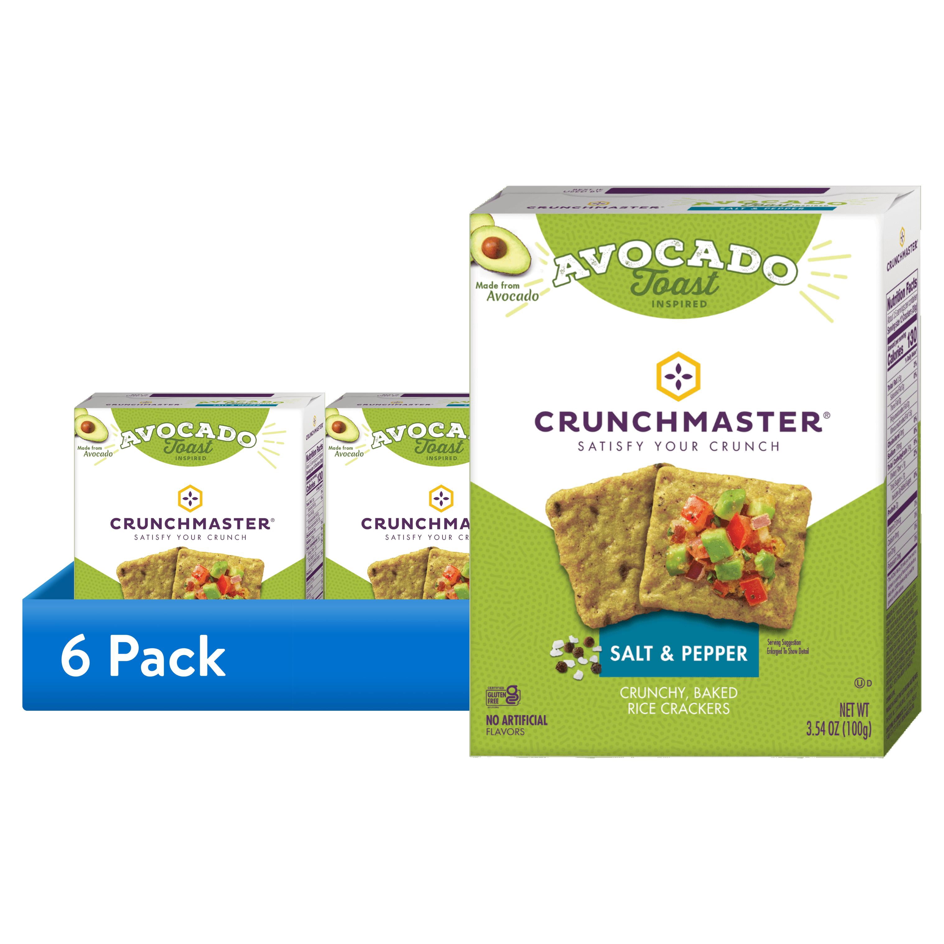 (6 pack) Crunchmaster Avocado Toast Salt & Pepper Gluten Free Crackers, 3.54 oz Bag in Cardboard Box