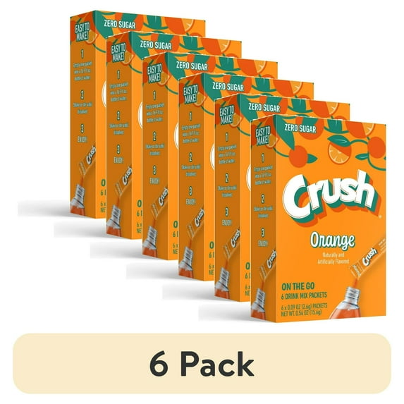 (6 pack) Crush Orange Powder Drink Mix, Sugar-Free, 1 Box, 6 Sachet per Box