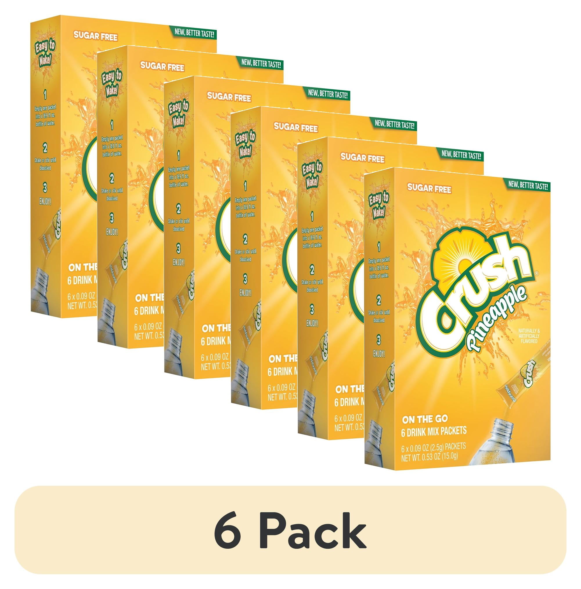 (6 pack) Crush Pineapple Powder Drink Mix, Sugar-Free, 6 Count