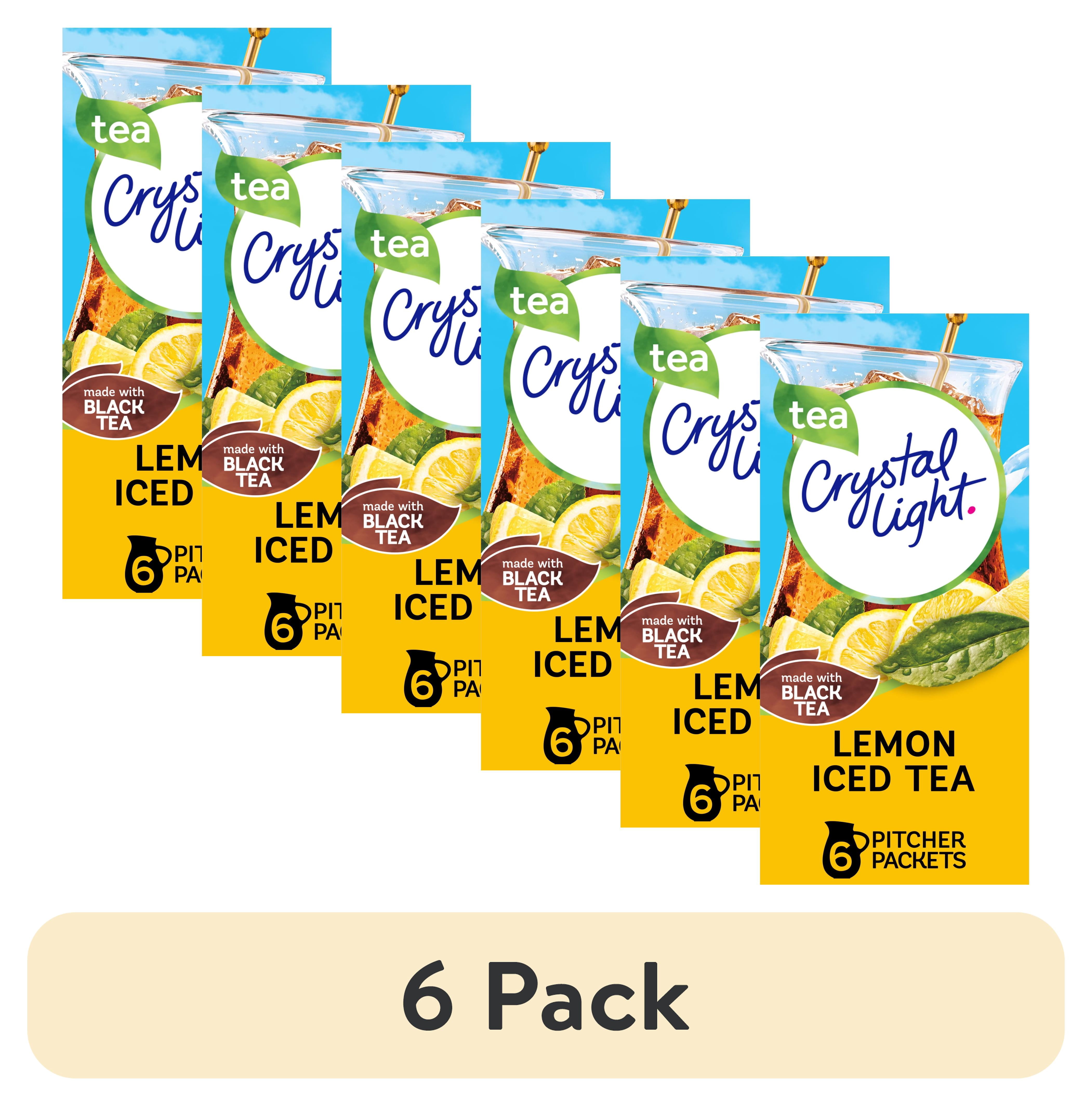 (6 pack) Crystal Light Drink Mix, 6 Pitcher Packets, for Flavorful Hydration and Shareable Refreshment, Naturally Flavored Lemon Iced Tea with other natural flavor, Made with Black Tea, 1.4 oz
