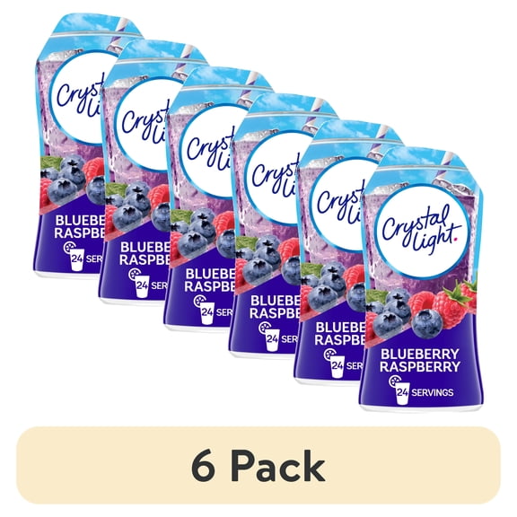 (6 pack) Crystal Light Liquid Blueberry Raspberry Naturally Flavored Drink Mix, 1.62 fl oz Bottle