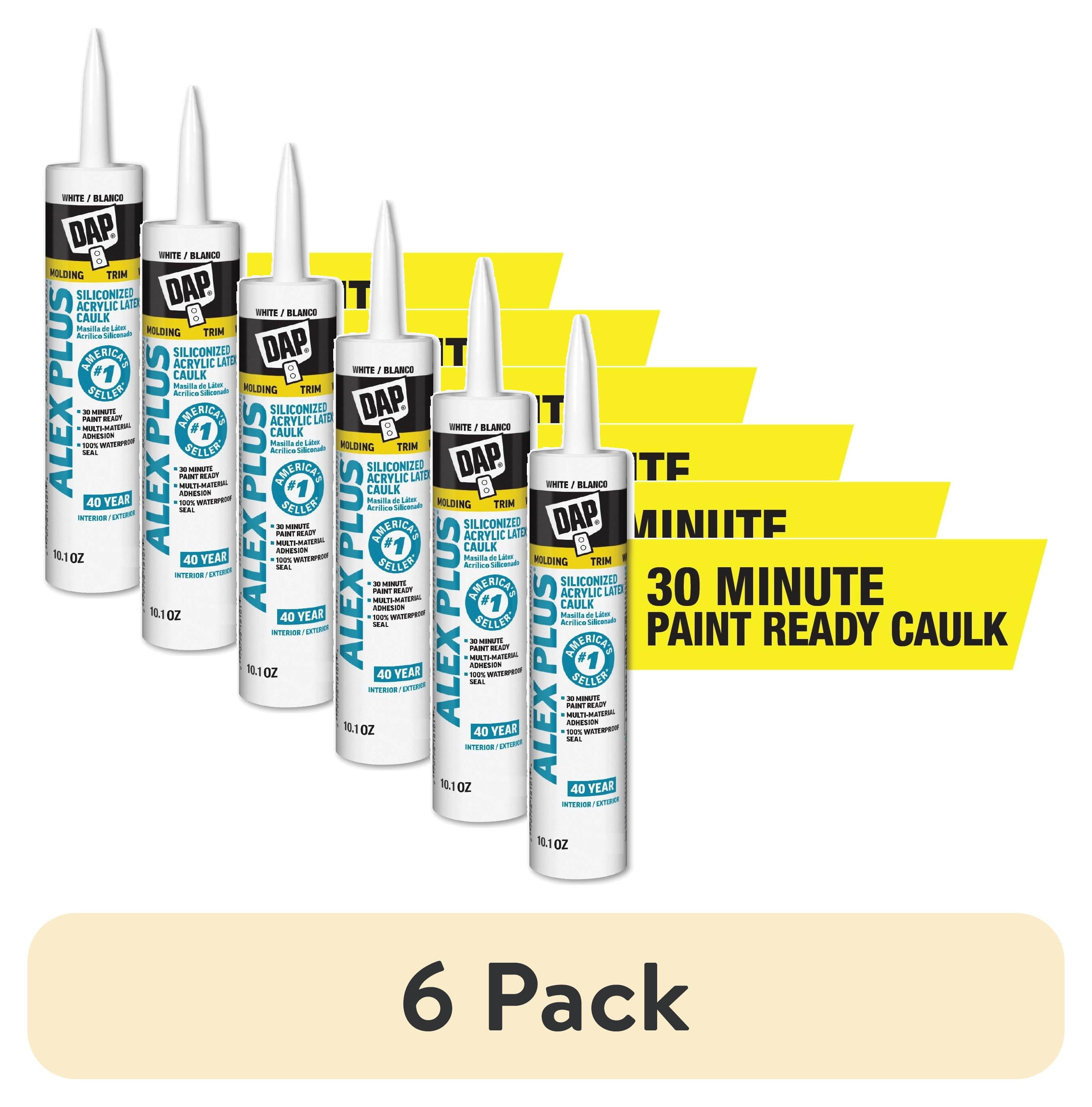 (6 pack) DAP Alex Plus 10.1 oz White All Purpose Acrylic Latex Caulk Plus Silicone