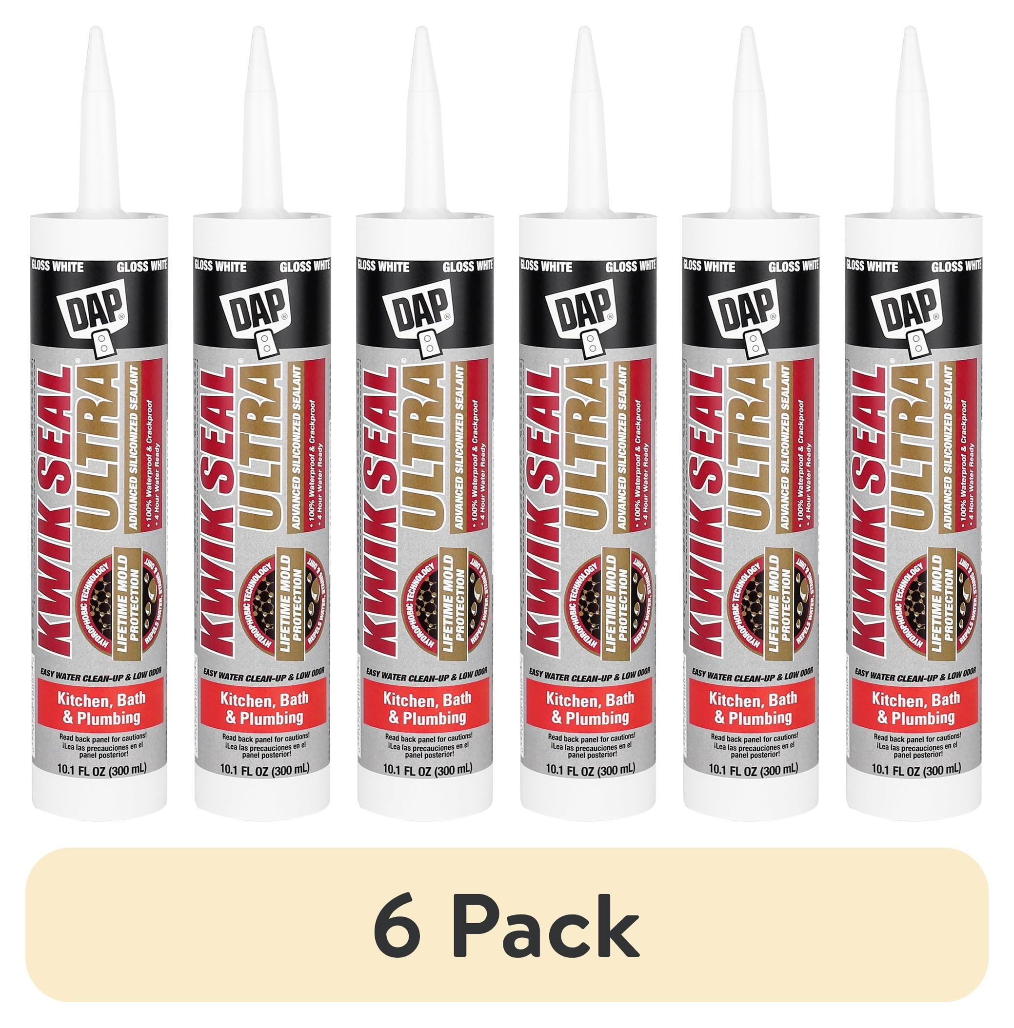 (6 pack) DAP Kwik Seal Ultra 10.1 oz White Silicone Kitchen and Bath ...