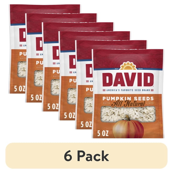 (6 pack) DAVID All Natural Pumpkin Seeds, 5 oz.