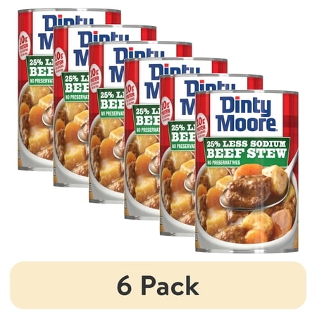 (6 pack) DINTY MOORE Beef Stew 25% Less Sodium, 15 oz Steel Can