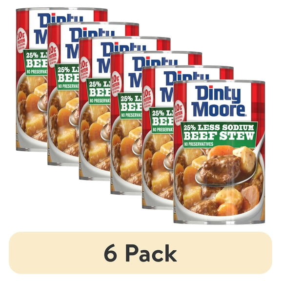 (6 pack) DINTY MOORE Beef Stew 25% Less Sodium, 15 oz Steel Can