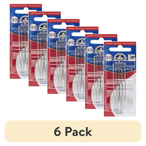 (6 pack) DMC 1769-14/18 Darners Hand Needles, 7-Pack, Size 14/18