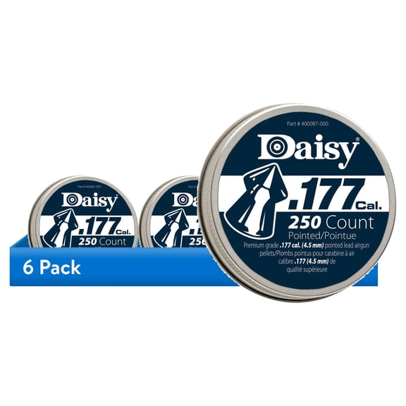 (6 pack) Daisy 177 Cal Pointed Field Pellet Ammunition, 250 Count