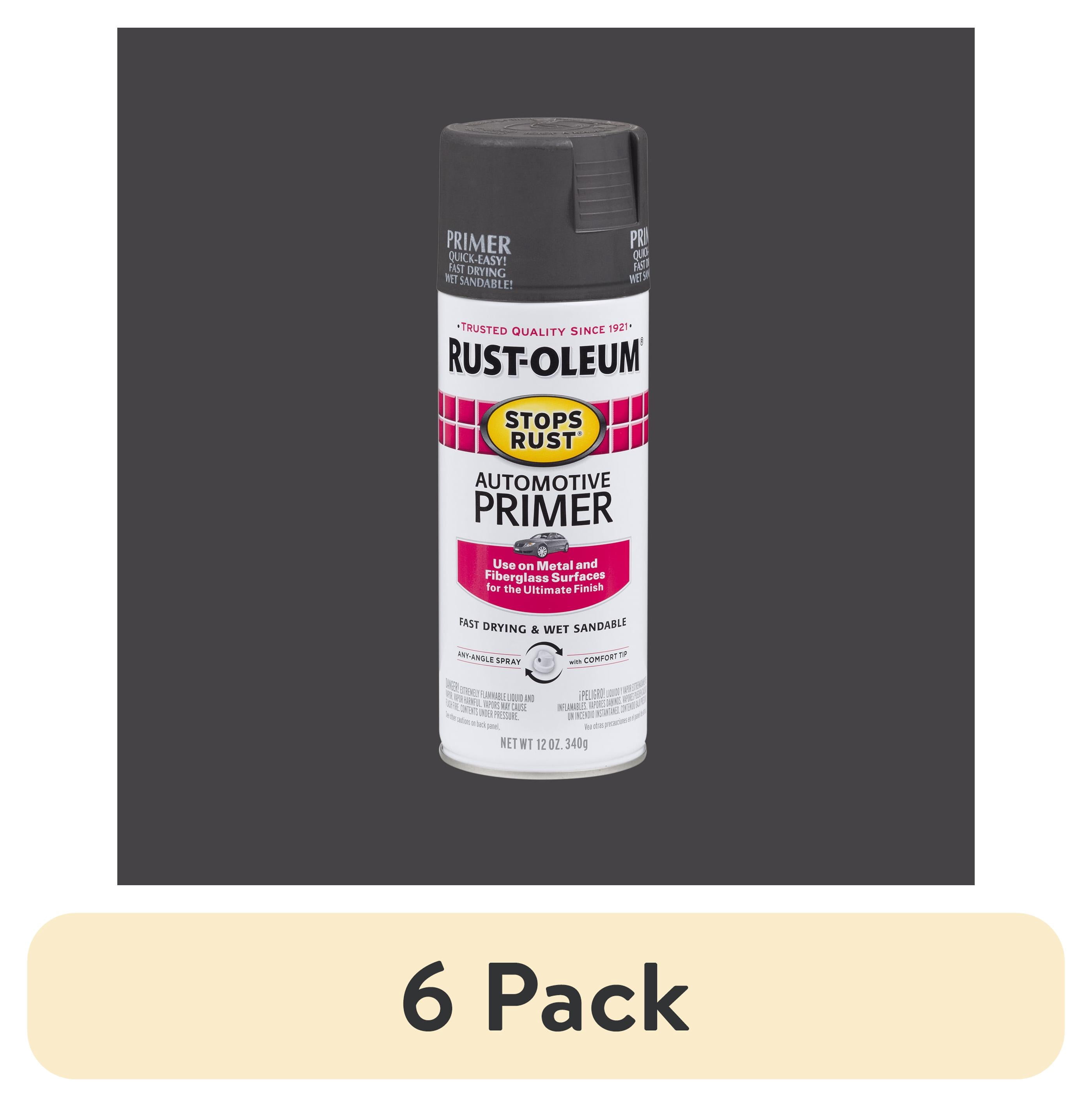 (6 pack) Dark Gray, Rust-Oleum Stops Rust Automotive Primer Spray Paint-2089830, 12 oz