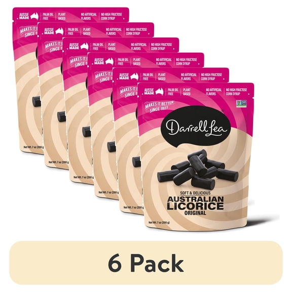 (6 pack) Darrell Lea Soft Eating Original Flavor Licorice Bites, 7 oz. Regular Bag