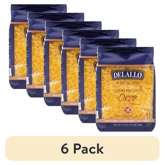 (6 pack) DeLallo Gluten Free Orzo Pasta, 12 oz