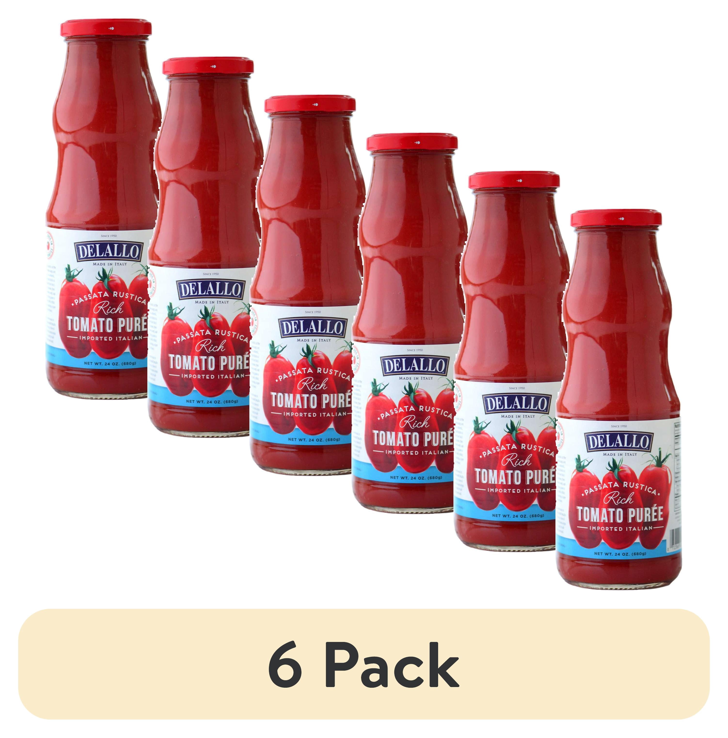 (6 pack) DeLallo Passata Tomato Purée, Made in Italy, Gluten-Free, Kosher, Vegan, 24 oz Jar