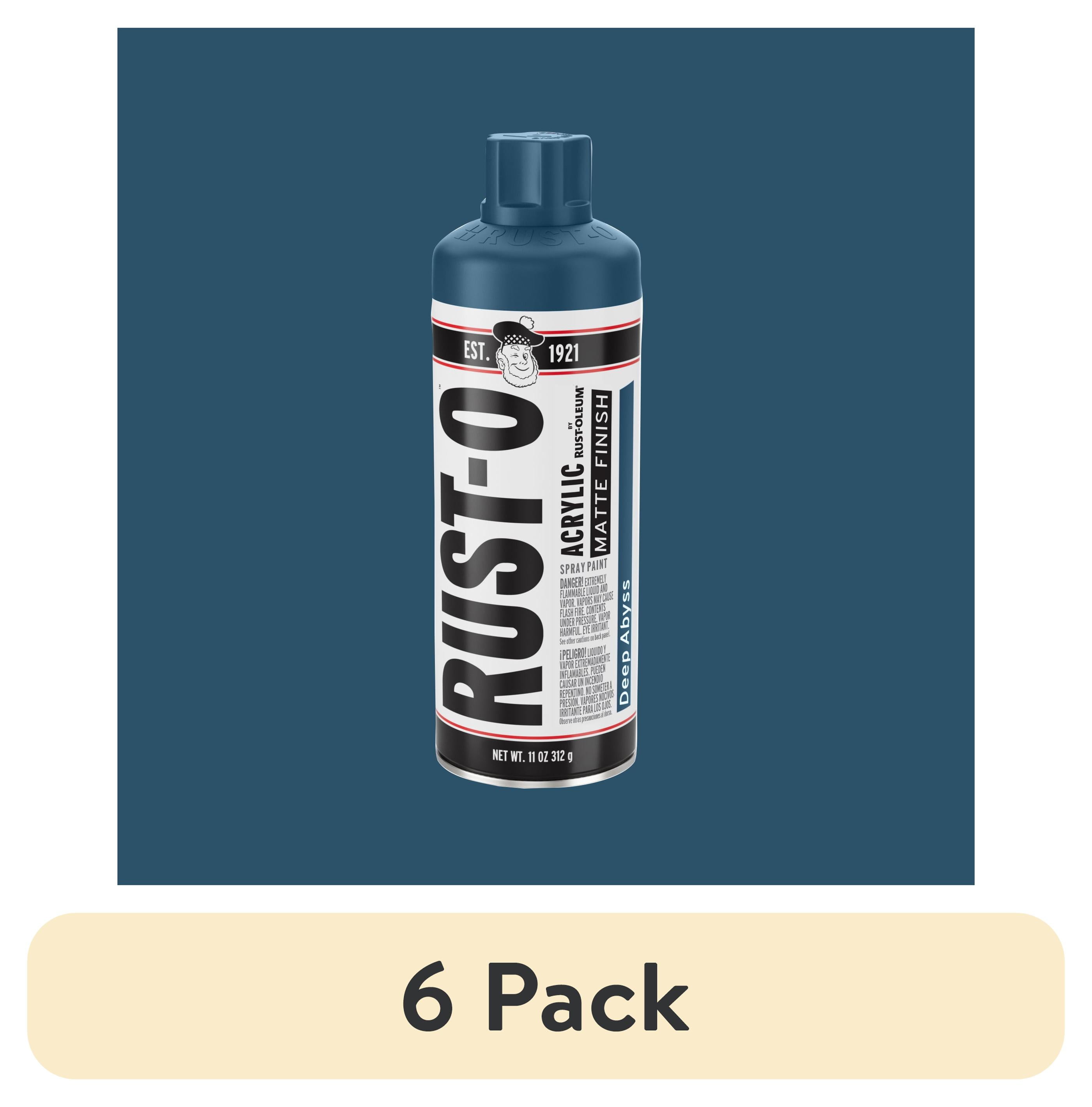 (6 pack) Deep Abyss, Rust-Oleum Rust-O Acrylic Matte Spray Paint-392202, 11 oz