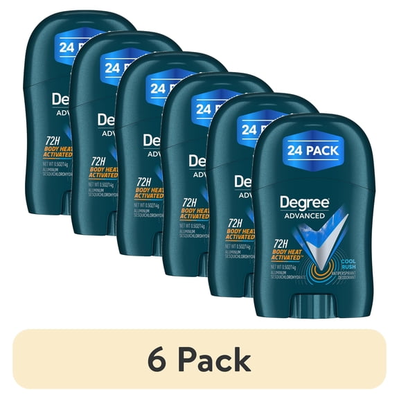 (6 pack) Degree Men Antiperspirant Deodorant 72-Hour Sweat & Odor Protection Cool Rush Antiperspirant For Men With Body Heat Activated Technology ,0.5 oz