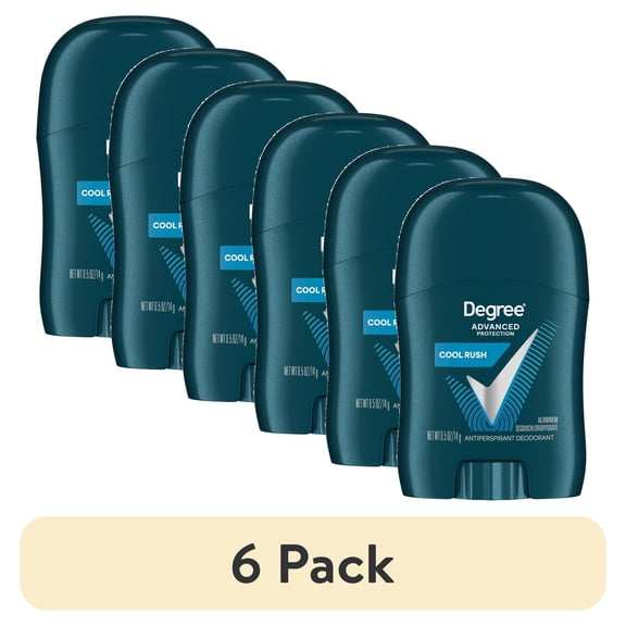 (6 pack) Degree Men Antiperspirant Deodorant 72-Hour Sweat & Odor Protection Cool Rush Antiperspirant For Men With Body Heat Activated Technology ,0.5 oz