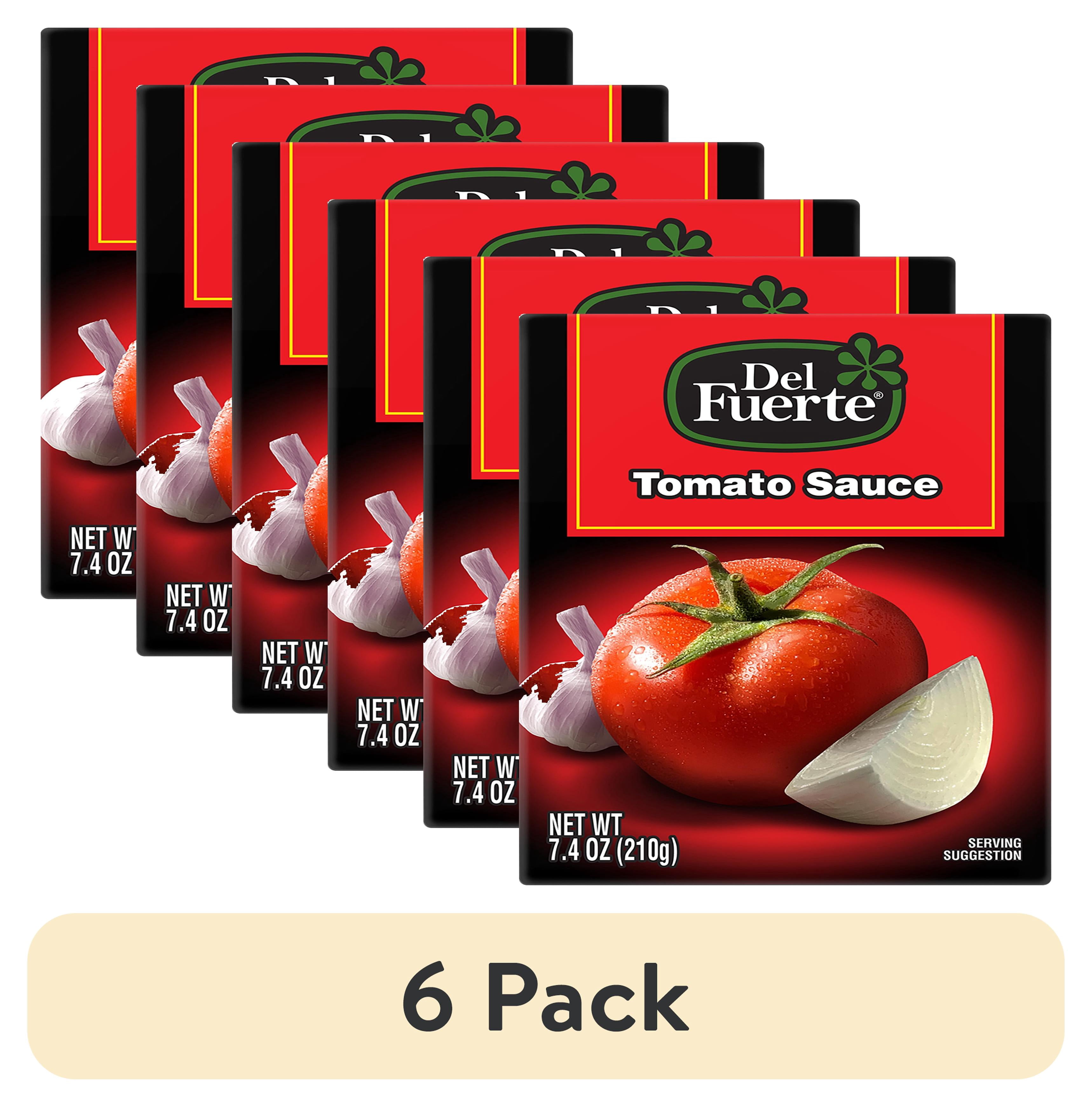 (6 pack) DEL FUERTE Seasoned Tomato Sauce, Shelf-Stable, 7.4 oz Plastic Box