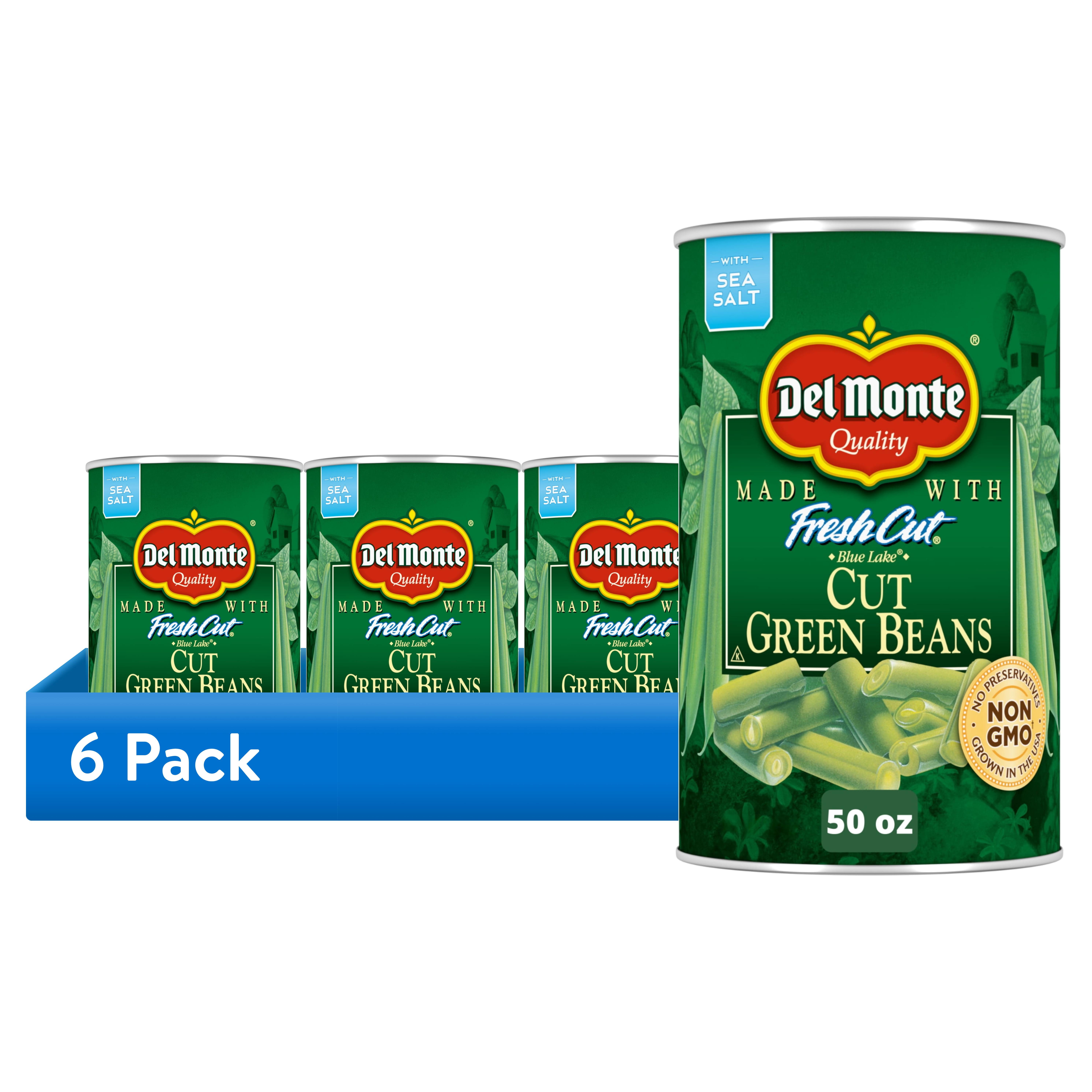(6 pack) Del Monte Blue Lake Cut Green Beans, Canned Vegetables, 50 oz Can