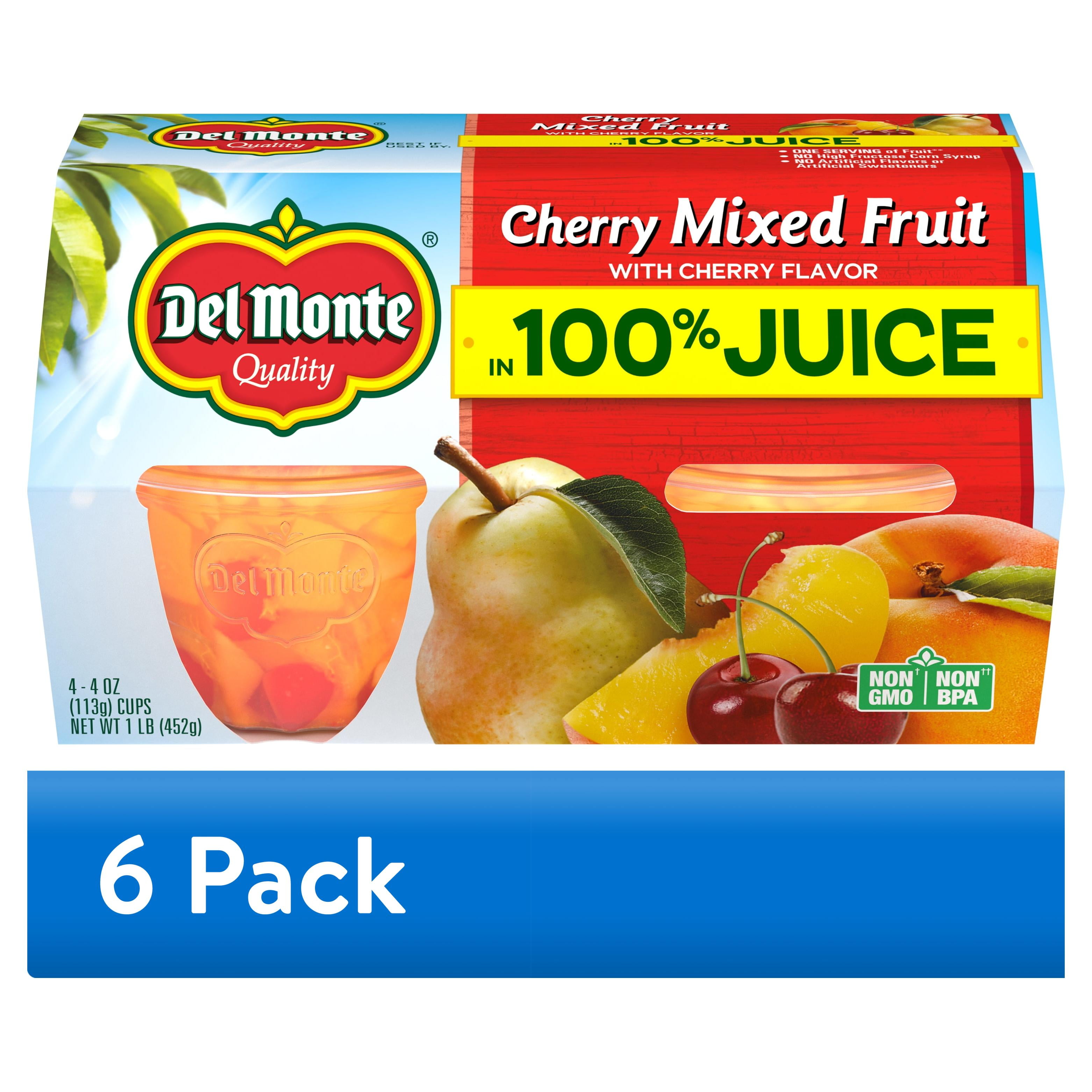 Del Monte Individual Cherry Flavored Mixed Fruit Cups with Del Monte Individual Cherry Flavored Mixed Fruit Cups with