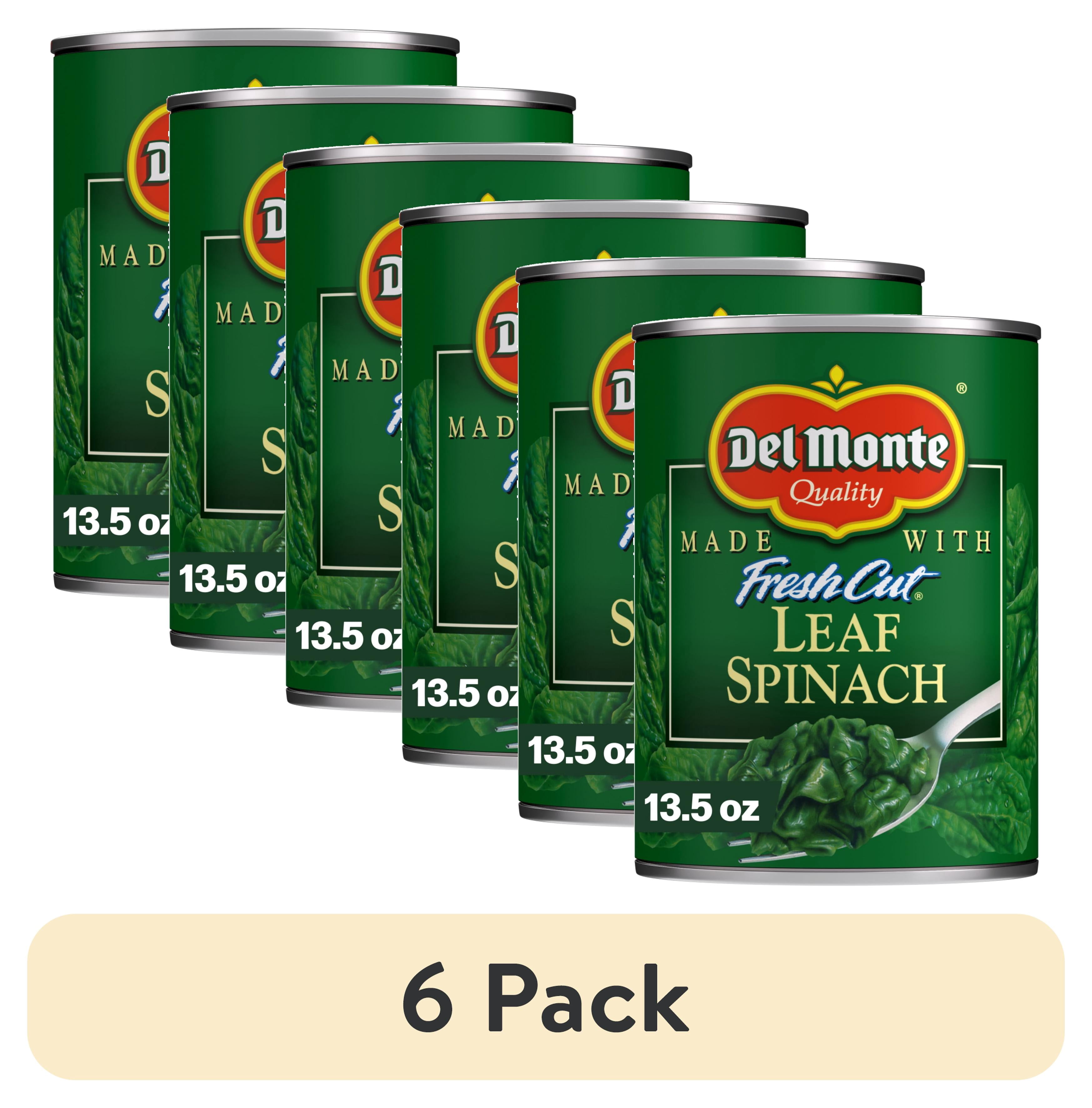 (6 pack) Del Monte Fresh Cut Leaf Spinach, 13.5 oz Can, Canned Vegetables