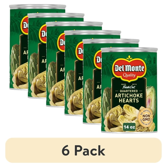 (6 pack) Del Monte Quartered Artichoke Hearts 14 oz Can, Canned Vegetables