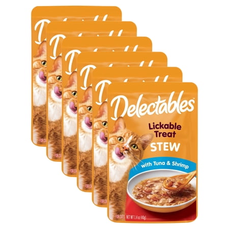 (6 pack) Hartz Delectables Stew Lickable Wet Cat Treats - Tuna & Shrimp, 1.4oz, One Pouch