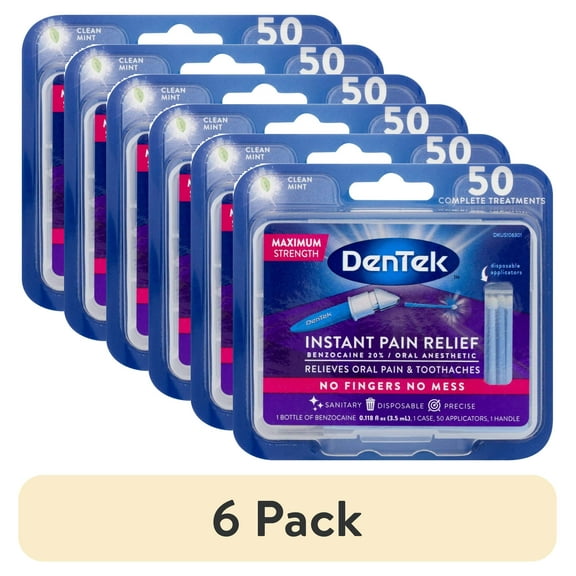 (6 pack) DenTek Adult Instant Pain Relief Kit Maximum Stregnth, 50 Each