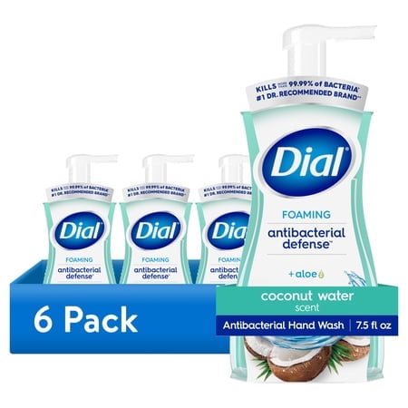 (6 pack) Dial Antibacterial Defense Coconut Water Scent Foaming Hand Soap, 7.5 fl oz