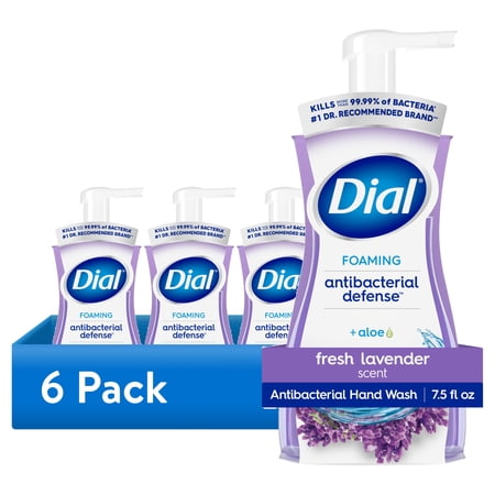 (6 pack) Dial Antibacterial Defense Fresh Lavender Scent Foaming Hand Soap, 7.5 fl oz
