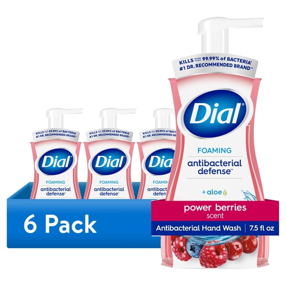 (6 pack) Dial Antibacterial Defense Power Berries Scent Foaming Hand Soap, 7.5 fl oz